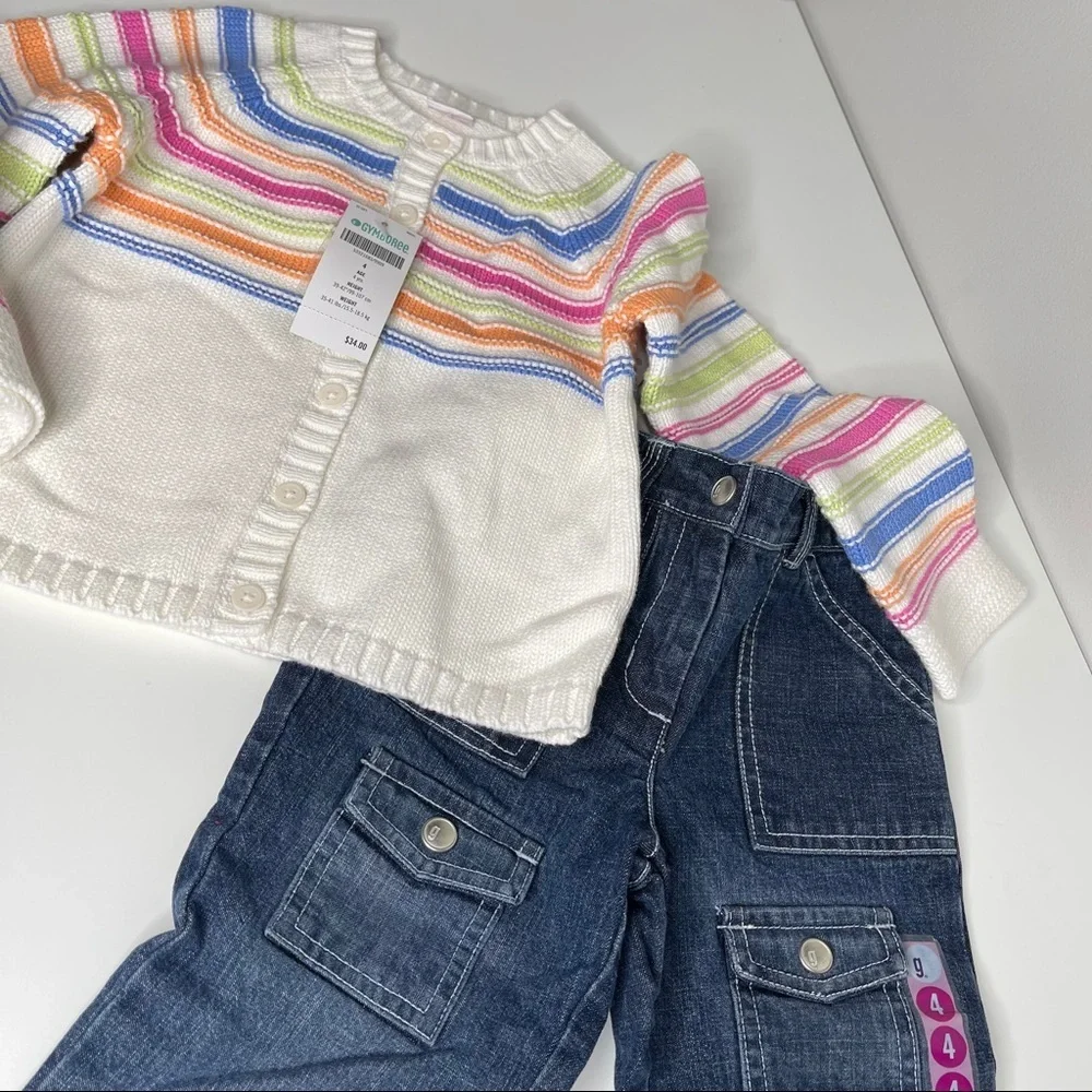 Gymboree button down sweater and jeans